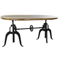 table à manger table repas rectangulaire en métal noir et manguier coloris naturel - longueur 180 x hauteur 75 x profondeur 100 cm