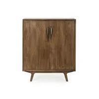 comptoir de bar en bois de manguier 2 portes kamy 90 cm