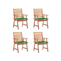 lot de 4 chaises  chaises de salle à manger de jardin chaises à dîner  avec coussins acacia massif meuble pro frco31627