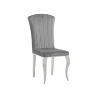 chaise baroque en velours et pieds métal brillant effet miroir kania - lot de 6-couleur gris foncé