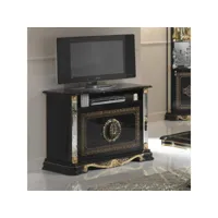 meuble tv 2 portes 1 niche noir-or - adele - l 106 x l 48 x h 78 cm