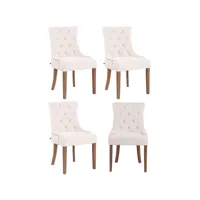 lot de 4 chaises de salle à manger aberdeen en velours piètement en bois d'hévéa , crème/antique clair