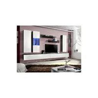 price factory - meuble tv fly e5 design, coloris noir et blanc brillant. meuble suspendu moderne et tendance pour votre salon.