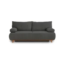 cristal - canapé 3 places - convertible avec coffre - en velours côtelé - best mobilier - gris foncé
