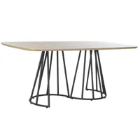 table à manger table repas rectangulaire en métal noir et mdf coloris naturel - longueur 180 x hauteur 76 x profondeur 100 cm