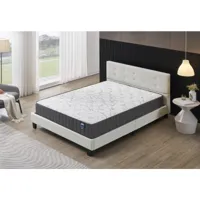 lit avec tête de lit + matelas 160x200cm mémoire de forme épaisseur 16cm + lit avec tête de lit et sommier à lattes
