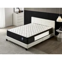 lit avec tête de lit + matelas 140x190cm ressorts ensachés et mémoire de forme-épaisseur 30cm + lit avec tête de lit