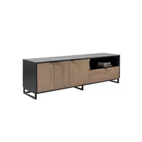 bobochic musset - meuble tv - bois et noir - 180 cm - style industriel - bobochic - noir et bois