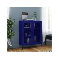 vidaxl armoire de rangement bleu marine 80x35x101,5 cm acier