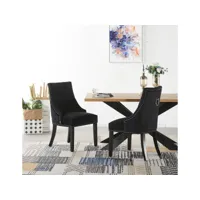 ensemble table à manger 4 à 6 personnes + 4 chaises design en velours cloutées - coloris chêne & noir