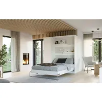 lit escamotable vertical classic 140x200 cm avec 1 armoire paola blanc