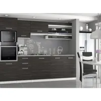 lexham - cuisine complète modulaire linéaire l 240cm 7 pcs - plan de travail inclus - ensemble armoires meubles de cuisine - ébène