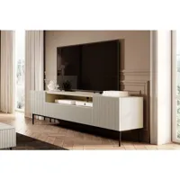 bobochic meuble tv avec niche 200 cm kasha pieds noirs beige