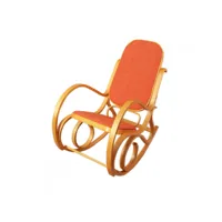 fauteuil à bascule tokyo imitation chêne tissu orange