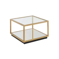 finebuy table basse de salon verre miroir et métal 55x55x36 cm carrée or  petite table de canapé  design table d'appoint style moderne