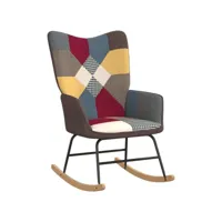 fauteuil salon - fauteuil à bascule patchwork tissu 61x78x98 cm - design rétro best00006453490-vd-confoma-fauteuil-m05-2220