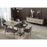 salle à manger focus bois, noir et effet marbre azura-40506