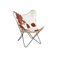 fauteuil butterfly en peau de vache marron