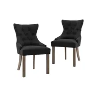 lot de 2 chaises à manger chaises à dîner, chaises de cuisine noir tissu qdtr66928