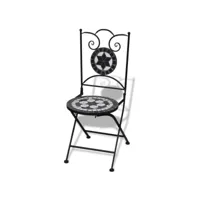 chaises pliables de bistro 2 pcs céramique noir et blanc