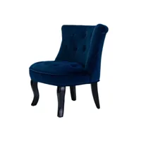 petit fauteuil crapaud velours chaise de coiffeuse chaise cuisine rembourrée avec pieds noirs pour salle à manger, salon, entrée & chambre, navy