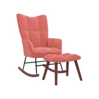 chaise à bascule fauteuil à bascule  fauteuil de relaxation avec repose-pied rose velours meuble pro frco22158