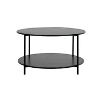 harald - table basse ronde acier et effet bois noir