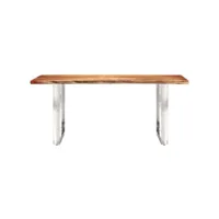 table cuisine - table à dîner à live edge bois d'acacia massif 200 cm 3,8 cm
