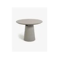 table de jardin ronde coloris naturel en ciment / fer- diamètre 120 x hauteur 74 cm