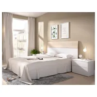 tête de lit duleda, tête de lit pour chambre double, tête de lit double avec 2 tables de chevet, 161x4h100 cm, blanc et chêne 8052773872874