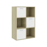 armoire de rangement blanc/chêne sonoma 60x29,5x90 cm aggloméré