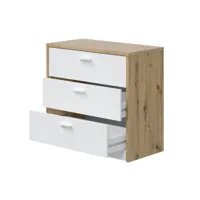 commode extensible meuble de rangement bureau en mélamine coloris blanc artik chêne