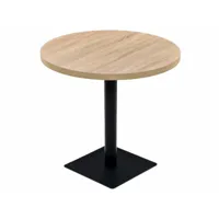 table haute mange debout bar bistrot mdf et acier rond 80 cm chêne marron helloshop26 0902111