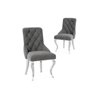 shanna - lot de 2 chaises en velours gris pieds argentés shanna-arg-gri