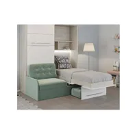 duo sofa armoire lit escamotable canapé azur couchage 2 x 90-200 structure pin façade blanc 20100995378