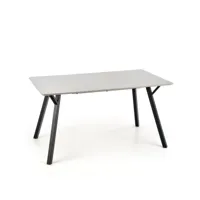 table de salle à manger 140 x 80 cm laquée gris avec pieds en acier noir light 259