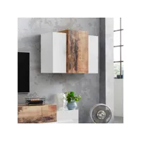 meuble tv suspendu blanc brillant bois 3 portes salon corona unit maple ahd amazing home design