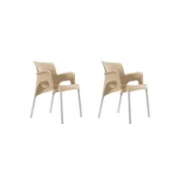 set 2 fauteuil sun - resol - noir - polypropylène, aluminium anodisé 600x580x760mm