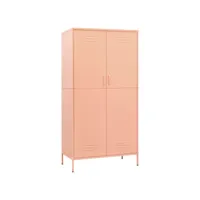 garde-robe, penderie, armoire de vêtements rose 90x50x180 cm acier pewv72663 meuble pro