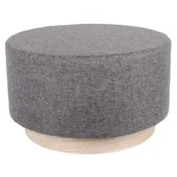 pouf scandinave en tissu base bois 60 cm gris anthracite