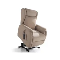 fauteuil de relaxation électrique en nubuck biza - version lit-couleur beige clair