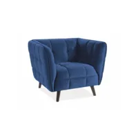 fauteuil design carré velours bleu compi 629