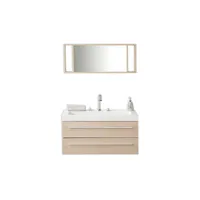meuble vasque à tiroirs beige avec miroir barcelona 6061