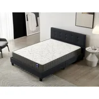 lit avec tête de lit + matelas 140x190cm mémoire de forme épaisseur 22cm + lit avec tête de lit et sommier à lattes