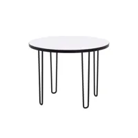 table basse ronde d. 60 cm décor blanc pieds métal noir - lindy