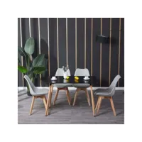 ensemble de table et chaises scandinave pour 2 à 4 personnes - table noire et 4 chaises grises élégantes pour salle à manger