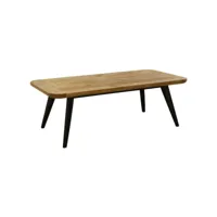 table basse bois massif rustique pieds noir 136 cm - chalet