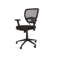 fauteuil chaise de bureau sur roulettes pivotante en tissu mesh noir avec accoudoirs 04_0001910