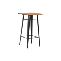 table de bar carrée bois foncé et acier noir terez
