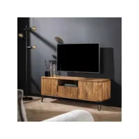 meuble tv style industriel en bois de manguier 135 cm horizon